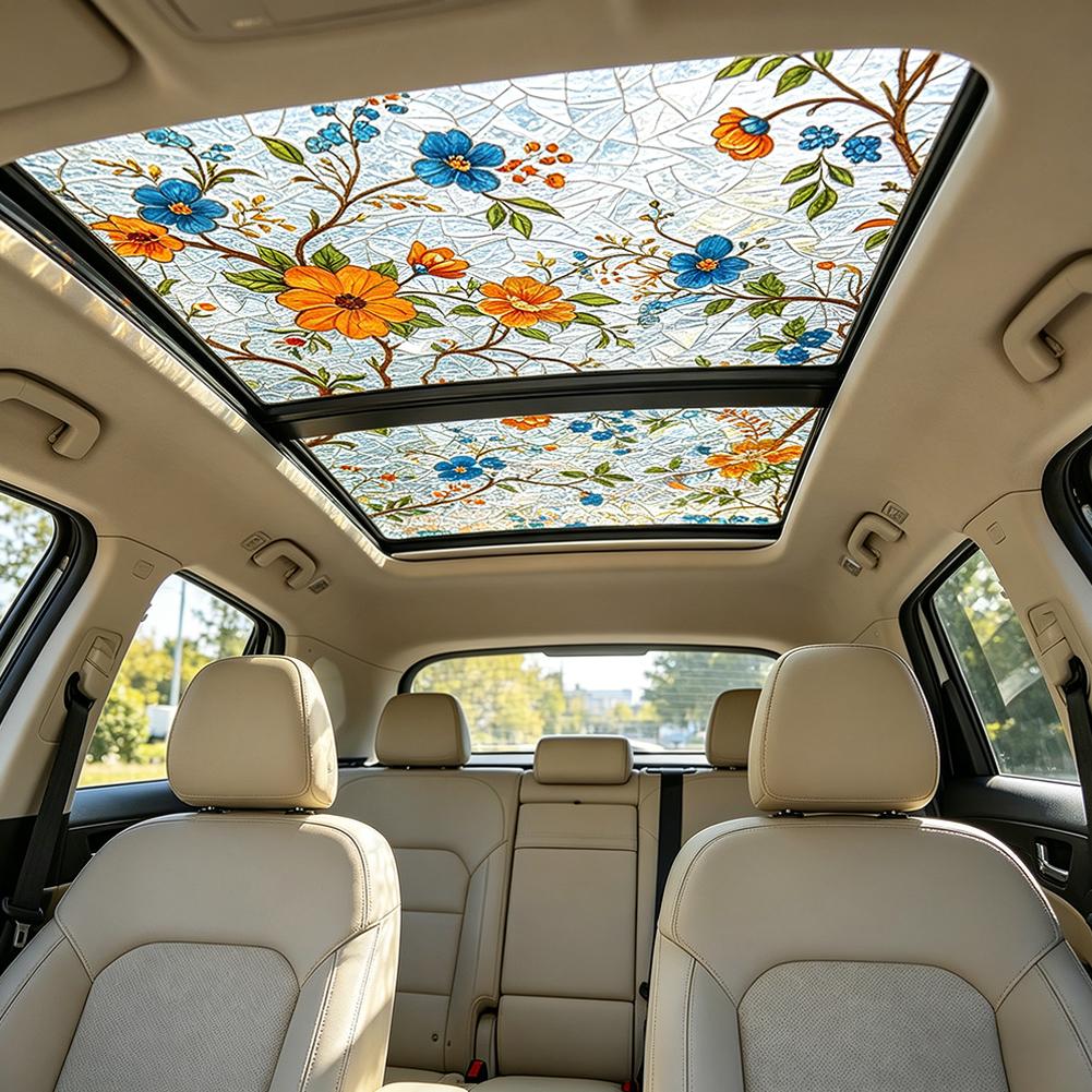 Floral Stained Glass Car Sunro - Glass Protector Auto 评论和价格