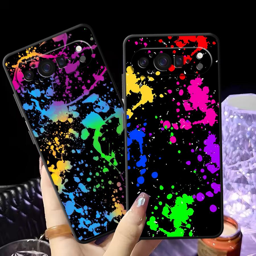 Rainbow Paint Splatters Funda  - Google Pixel 9 评论和价格