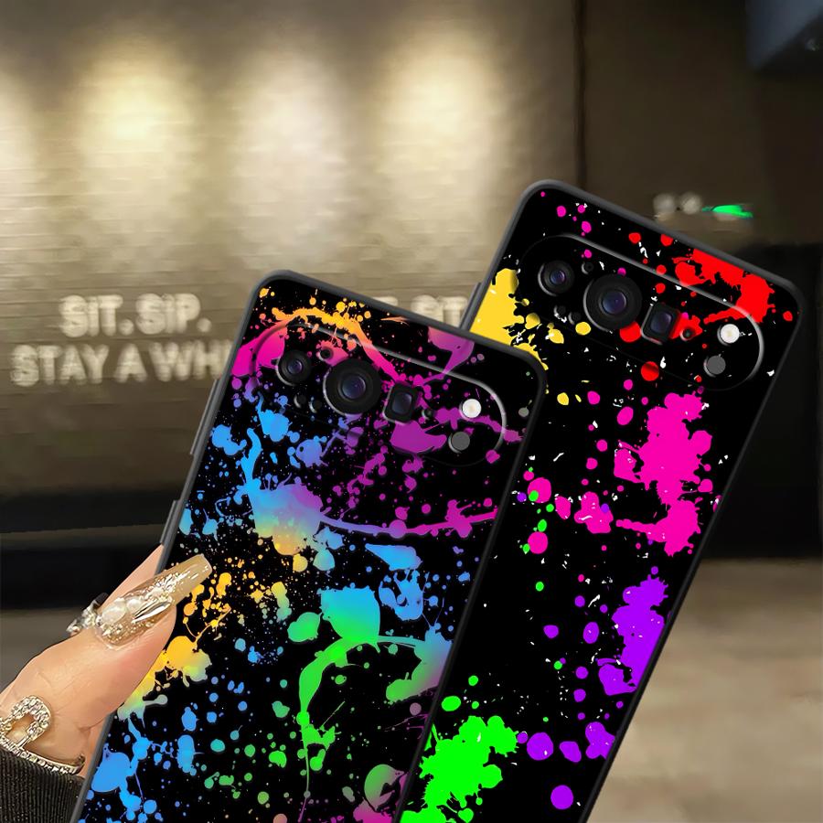 Rainbow Paint Splatters Funda  - Google Pixel 9 评论和价格