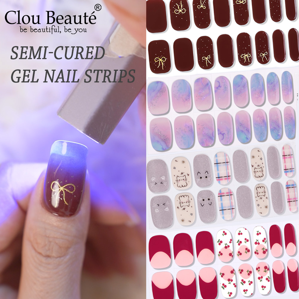 Semi-Cured Gel Nail Strips 16  - Full Cover Adhesive 评论和价格
